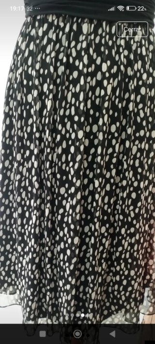 Vestido gasa lunares blanco y negro