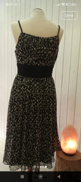 Vestido gasa lunares blanco y negro