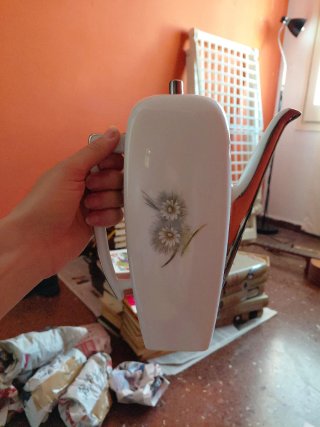 Juego de café porcelana blanco y plata