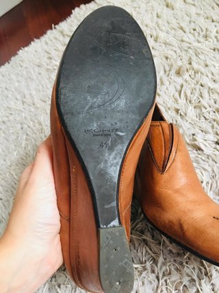 Zapatos cuña piel camel talla 40