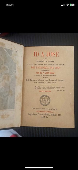 Libro Id a José Siglo XIX (1893)