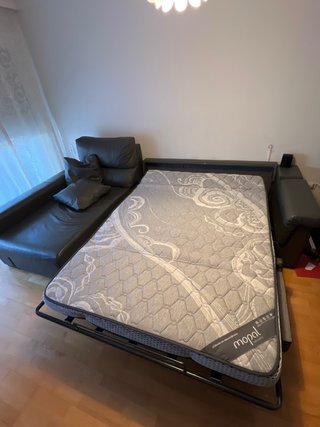 Sofá cama 4 plazas negro piel