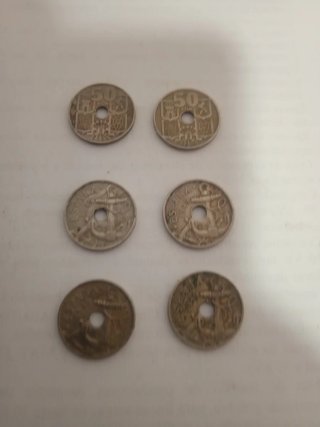 Colección 6 monedas 50 céntimos España 1949