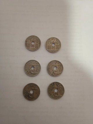 Colección 6 monedas 50 céntimos España 1949