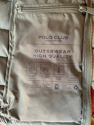 Abrigo plumas Polo Club verde kaki talla S — nuevo