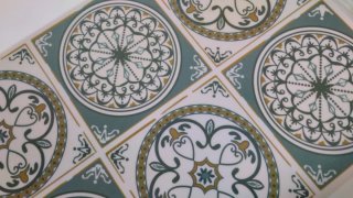 Bandeja 51x33  Azulejos/Blanco de plástico