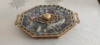 Caja Decorativa Flores Secas Cristal y Madera