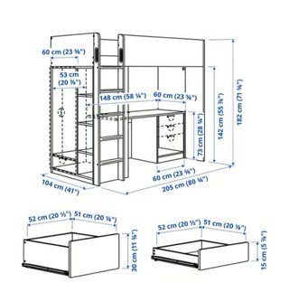 Cama alta infantil Ikea + armario