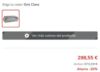 Sofá cama 3 plazas gris tela