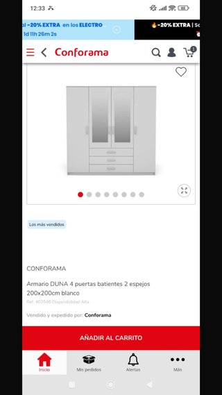 Armario Conforama DUNA 4 puertas blanco