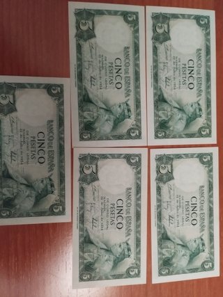 Billetes 5 Pesetas 1954 - Lote 5 unidades
