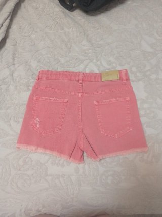 Shorts vaqueros niña rosa deshilachados
