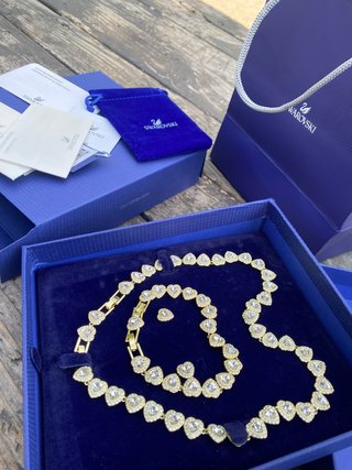 Conjunto Swarovski Corazón Dorado