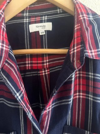 Vestido cuadros manga larga