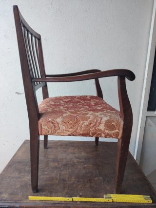 Sedia Vintage Legno Tessuto Damascato