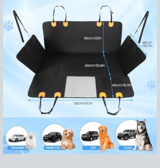 Coprisedile per cani auto nero/arancio