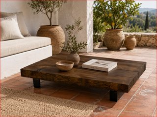 Mesa centro rústica madera maciza