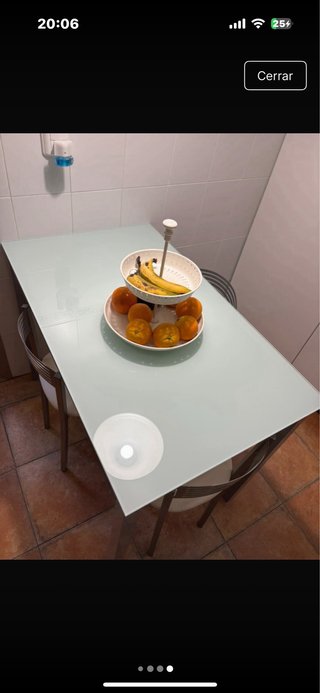 Mesa de cocina/comedor cristal y metal
