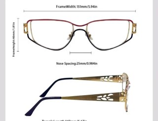 Gafas lectura retro oro y rojo