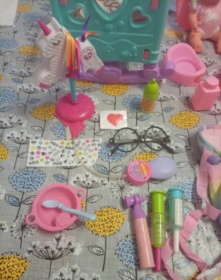 Lote Juguetes Bebé Muñecos Cuna Accesorios