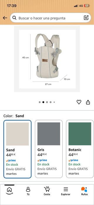 Mochila Portabebés JANÉ Dual Ergonómica Beige