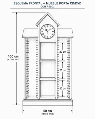 Mueble porta CD/DVD con reloj