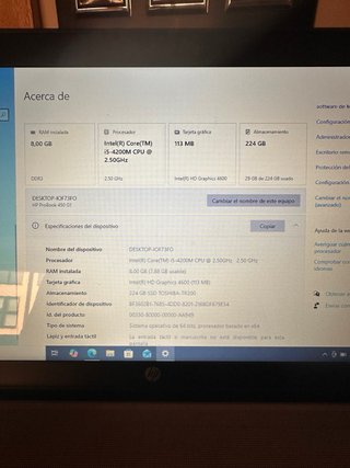 HP ProBook i5 SSD 240GB 8GB RAM Batería Nueva