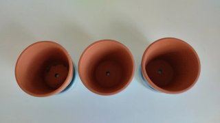 Set di 3 vasi in ceramica blu cielo