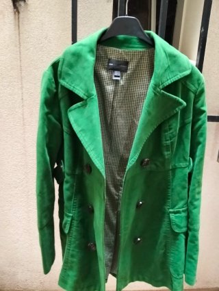 Abrigo Mango Verde Doble Botonadura
