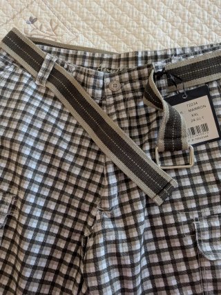 Pantalones cortos cuadros XXL con cinturón