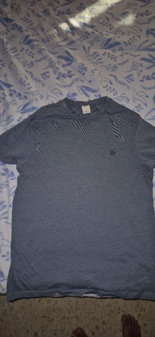 Camiseta manga corta hombre azul/gris Talla S