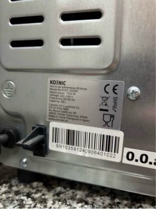 Horno sobremesa KOENIC 28L Negro