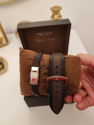 Reloj Techno Time Marrón Cuero Unisex