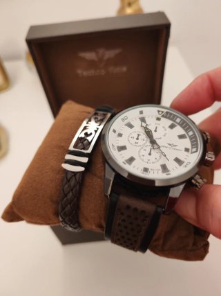 Reloj Techno Time Marrón Cuero Unisex
