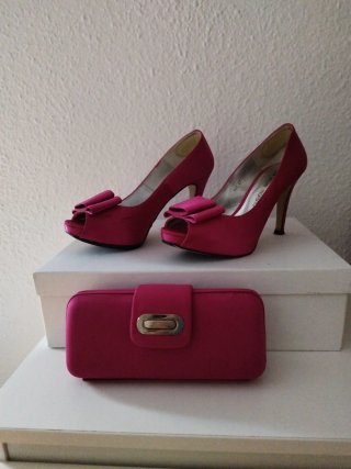 Zapatos de fiesta y bolso fucsia talla 37