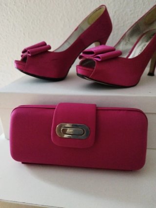 Zapatos de fiesta y bolso fucsia talla 37