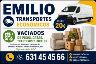 Transportes y vaciados de todo tipo desde 20€