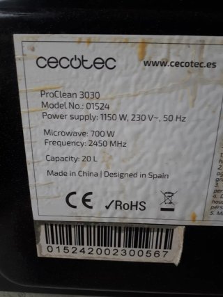 Microondas Cecotec 700W Negro