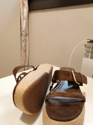 Sandalias Zara Cuña Marrón Talla 41