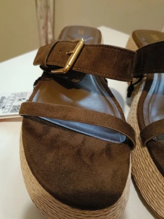 Sandalias Zara Cuña Marrón Talla 41
