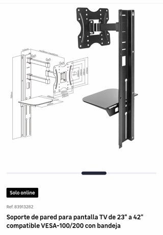 Soporte pared TV 23-42 VESA con bandeja