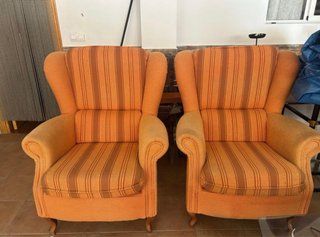 2 Sillones Orejeros Naranja Rayas