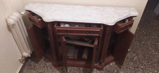 Mueble recibidor madera y mármol