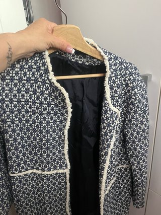 Chaqueta tweed azul y blanco