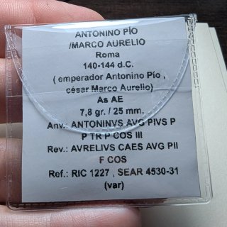 As Antonino Pío/Marco Aurelio  140-144 d.C. RARA