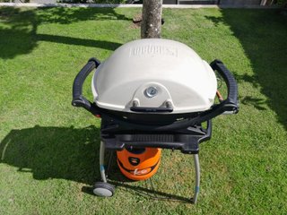 Barbacoa Weber Q200 + carro + utensilios