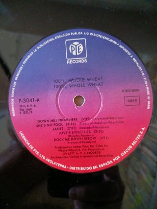 WHOLE WHEAT  "100% Whole Wheat" LP 1978