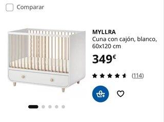 Cuna de madera del Ikea “MYLLRA”