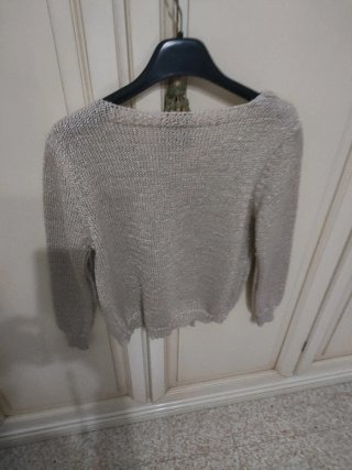 Maglia donna aperta in cotone colore beige,oro.