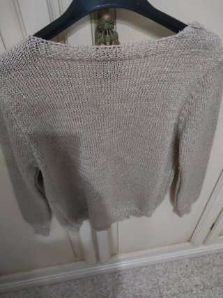 Maglia donna aperta in cotone colore beige,oro.
